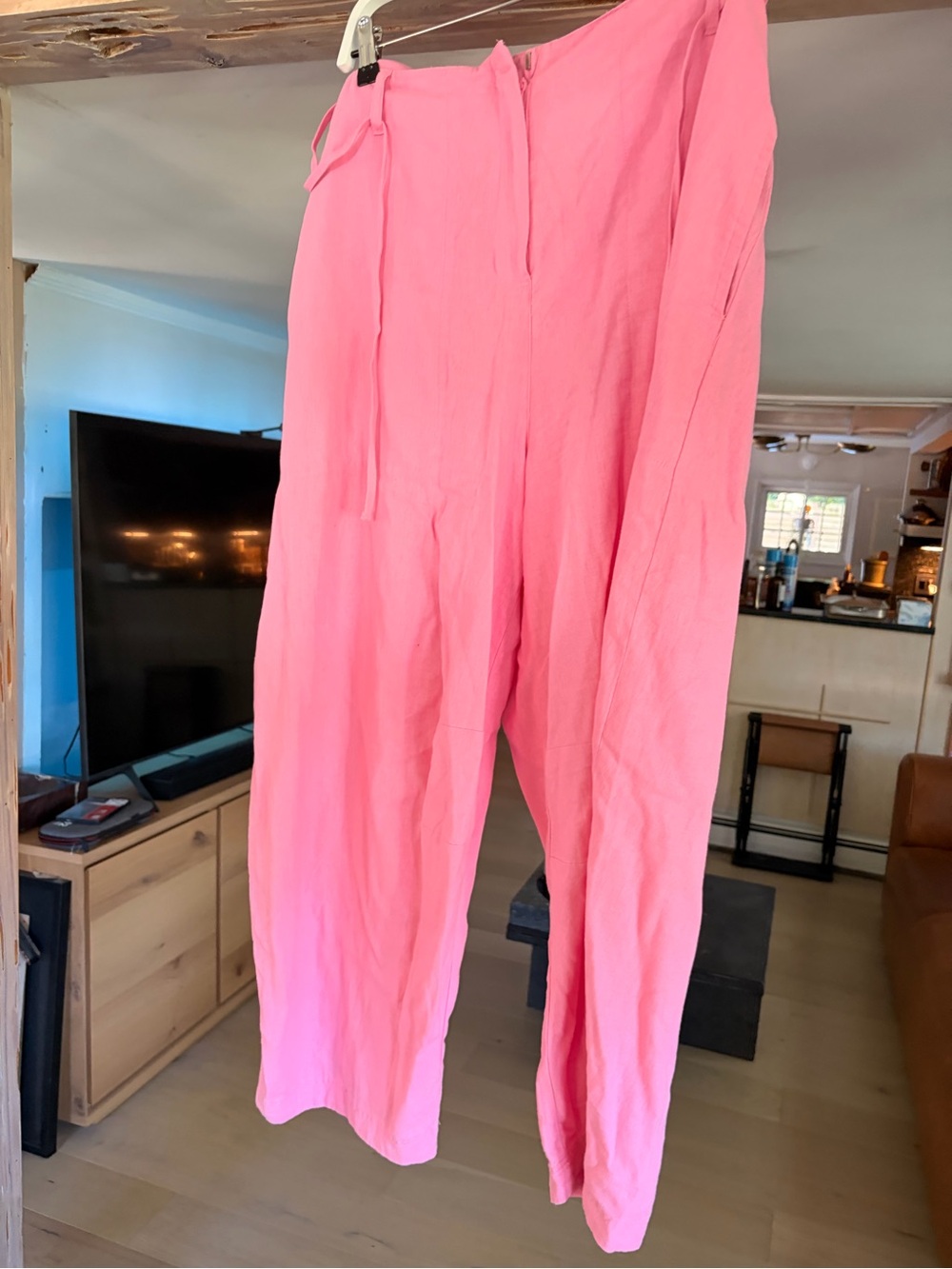 ASOS Women’s Pink High-Waist Linen Blend Pants